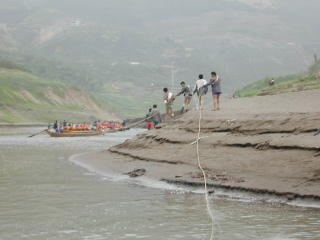 Trackers pulling our Sampan